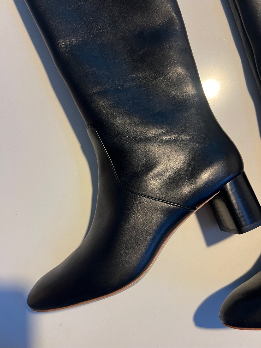 Loeffler Randall gia tall black leather knee high block heeled boots size 6.5 - Picture 13 of 15